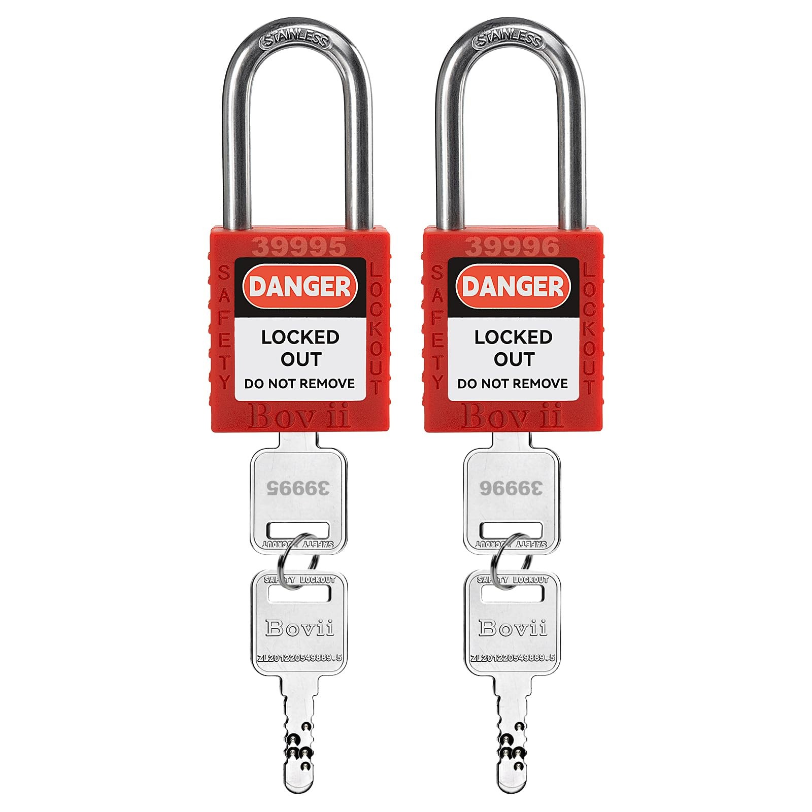 Lockout Tagout Locks- 2 Red Loto Locks,Lockout Tagout Keyed Different,2 Keys Per