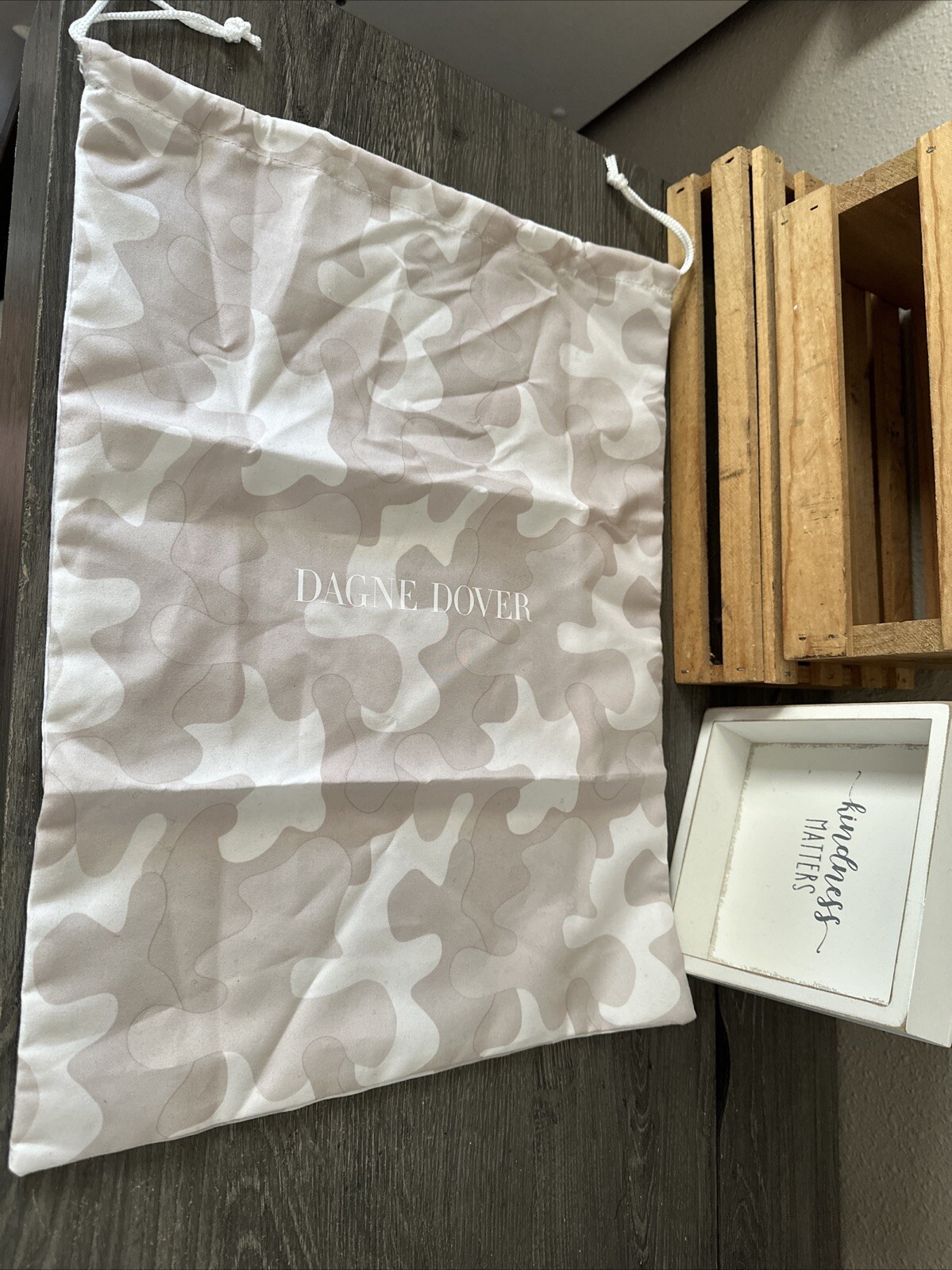 DAGNE DOVER Camouflage Logo Drawstring Dust Bag 13”x17”EUC-MINT