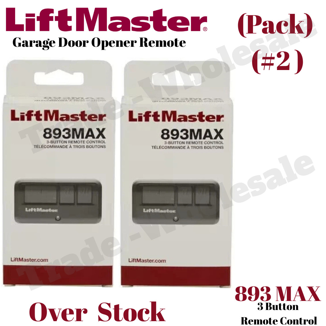 2 Pack 893 MAX 3 Button LiftMaster Visor Remote Control Garage Door Opener