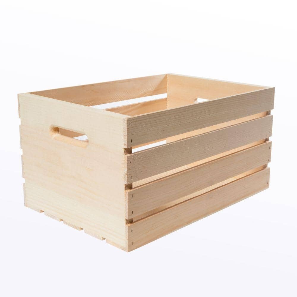 18 In. X 12.5 In. X 9.63 In. Large Wood Crate