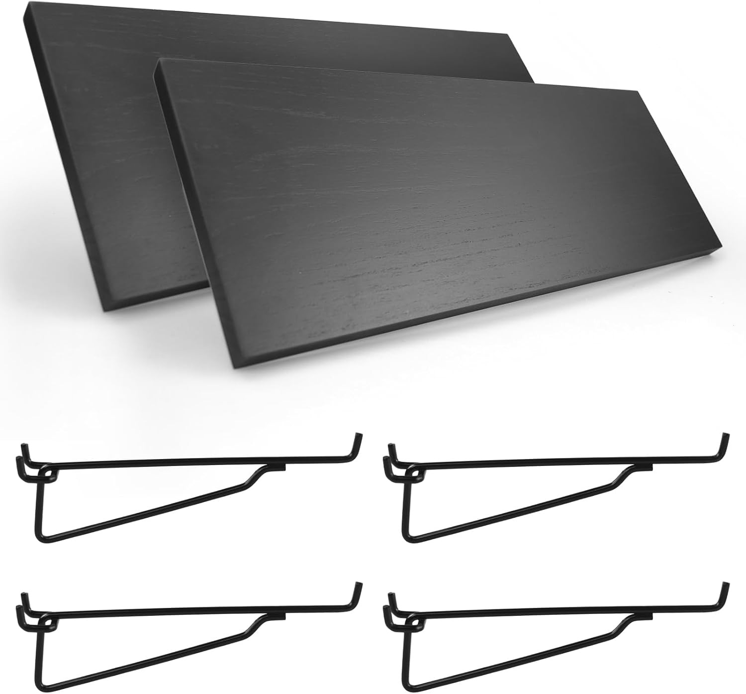 2 Pack Pegboard Shelves with Brackets, Peg Shelf Board with Hooks Fits 1/8" 1/4"
