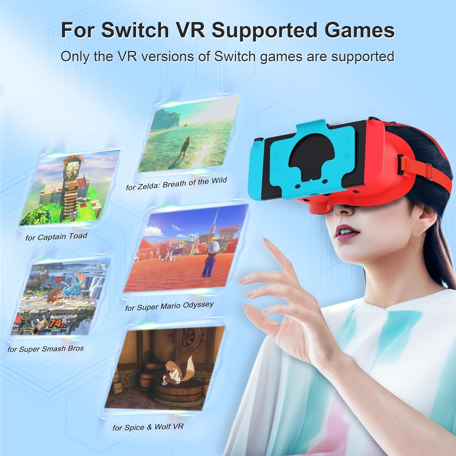 VR Headset for Nintendo Switch OLED Adjustable HD Lenses 3D Glasses Labo VR Kit