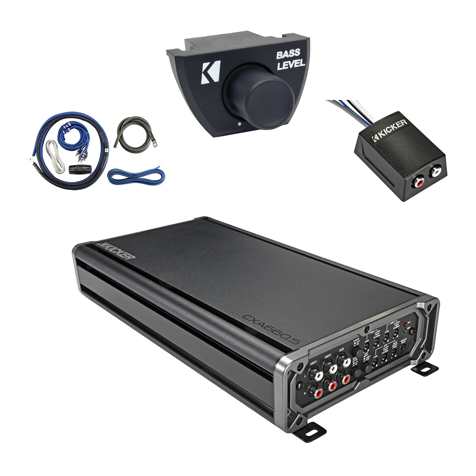 Kicker CXA660.5 4x90 Watt 4-Channel Amplifier w/Kit, Remote, Stereo Converter