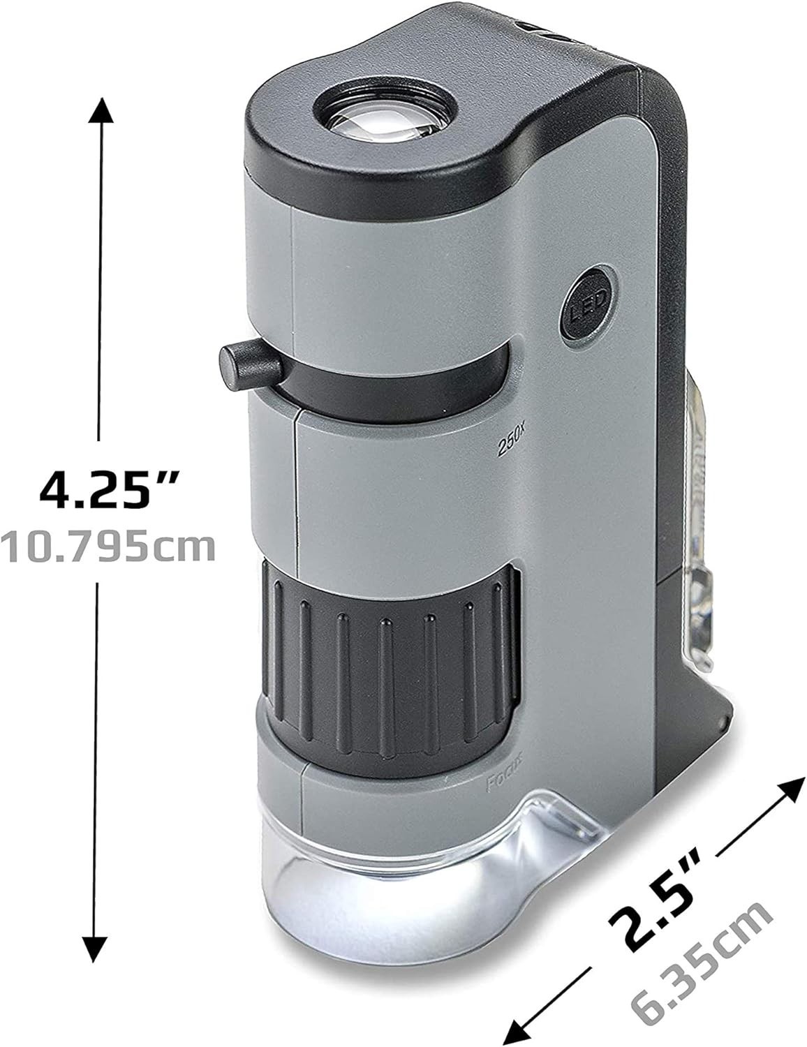 MicroFlip 100x-250x Pocket Microscope with Smartphone Clip for STEM Learning