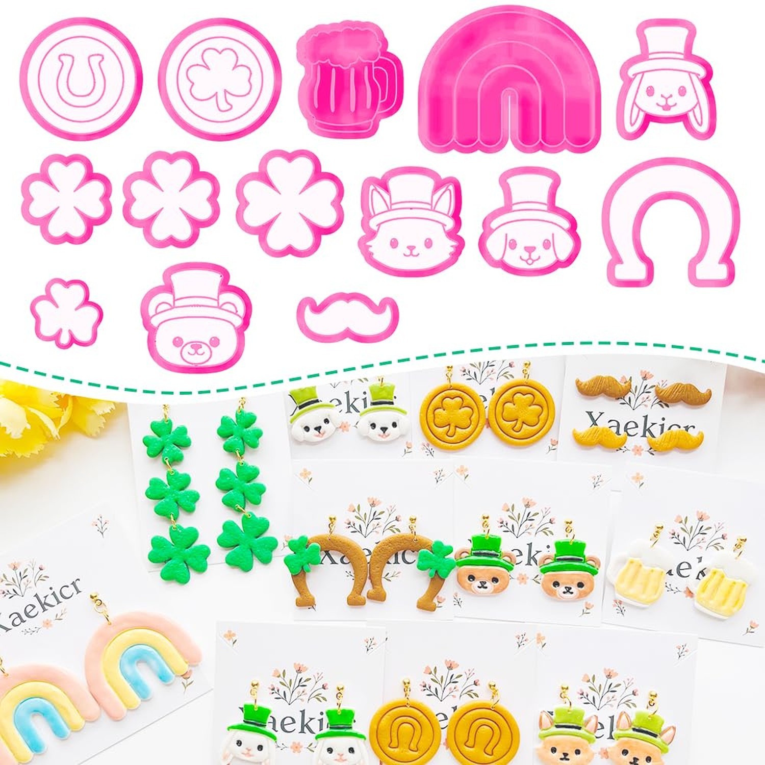 St. Patrick's Day Polymer Clay Cutters Set - 10pcs Sharp & Durable Leprechaun...