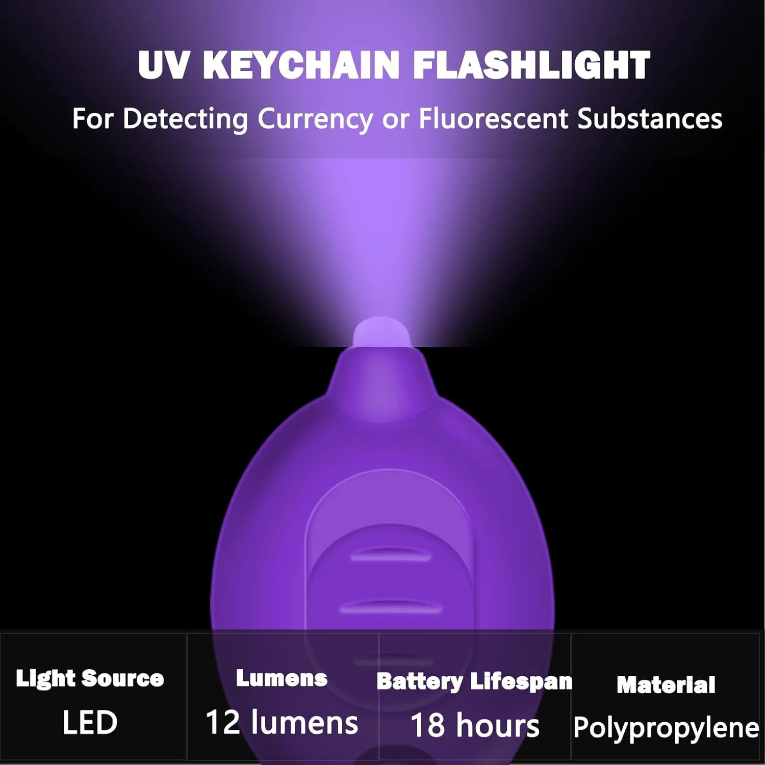 6 Pack 395nm Mini UV LED Keychain Flashlight UV Keychain Light Black ...