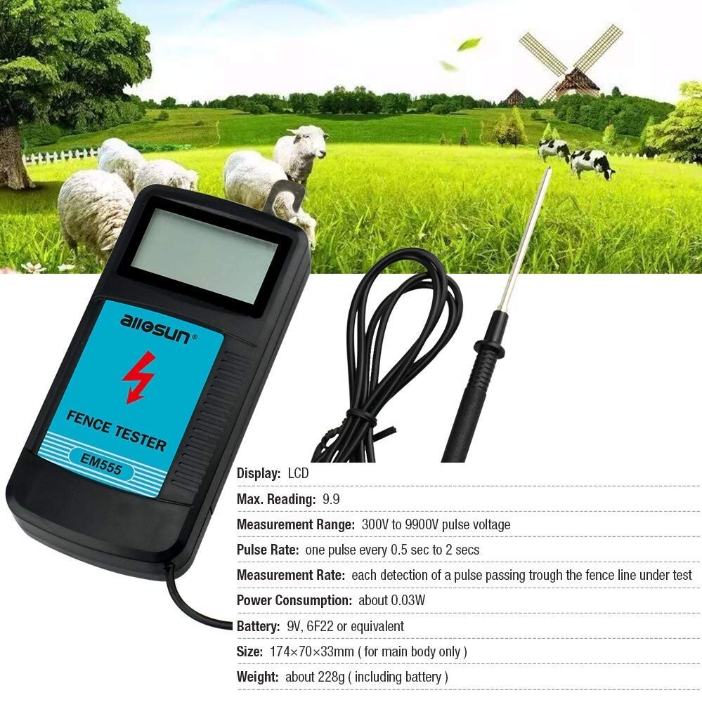 Multi-Functional Electric Fence Meter - Battery Powered Voltage Checker with Bag