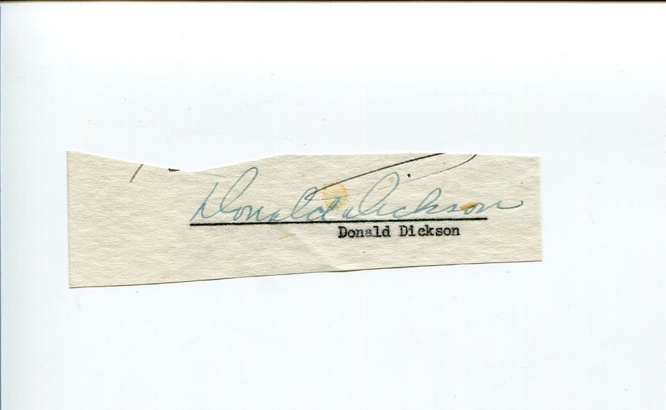 Donald Dickson Blue Ribbon Town Early Radio Show Signed Autograph