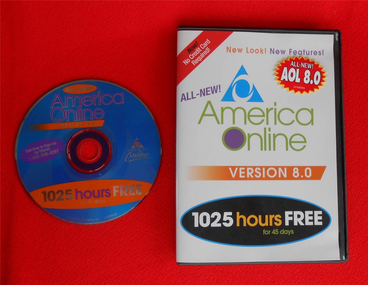 AMERICA ONLINE ~ AOL ~ Version 8.0 ~ VINTAGE ~ Windows CD Disk Promo ~ Blue