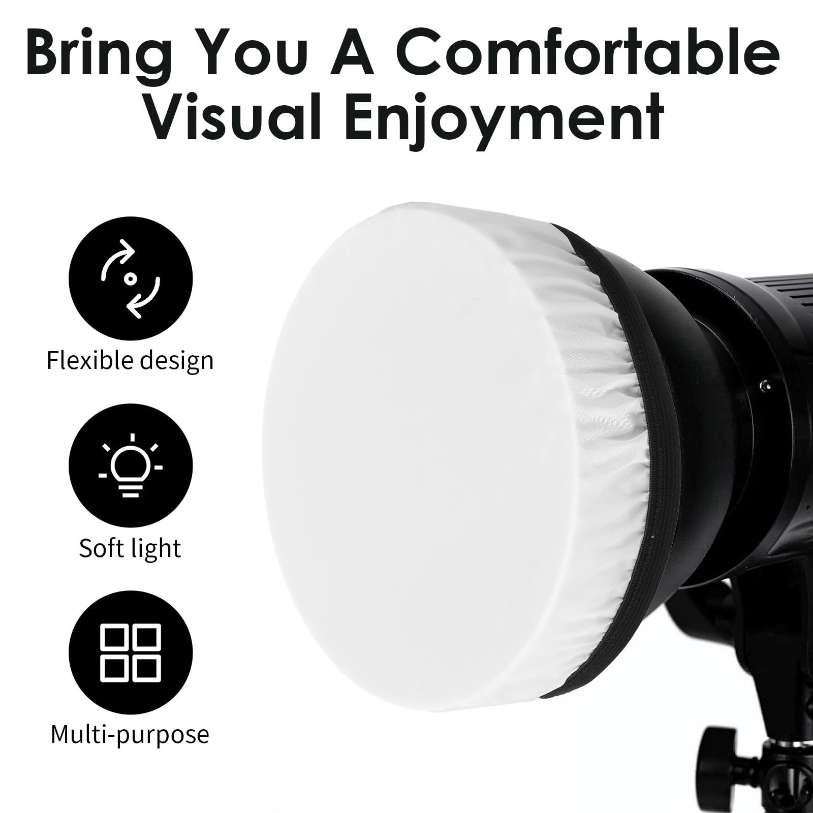 Mabor 2Pcs Light Diffuser, 7"/18cm Round Light Softbox Cover – White Nylon & ...