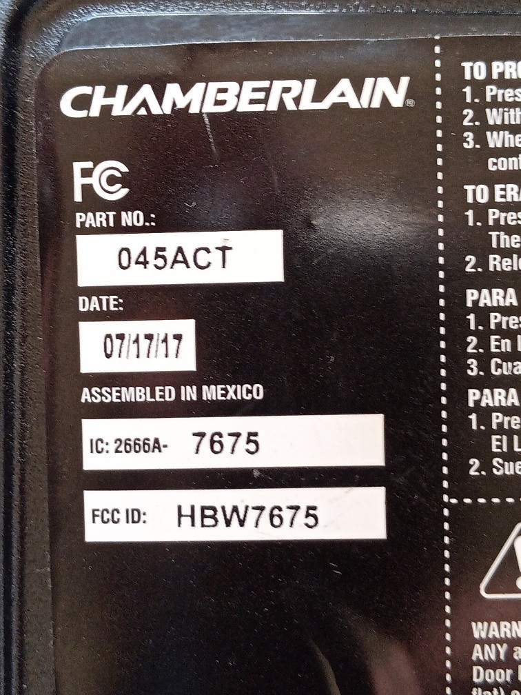 LiftMaster Chamberlain Circuit Board 045ACT / HBW7675 / Yellow Learn Button