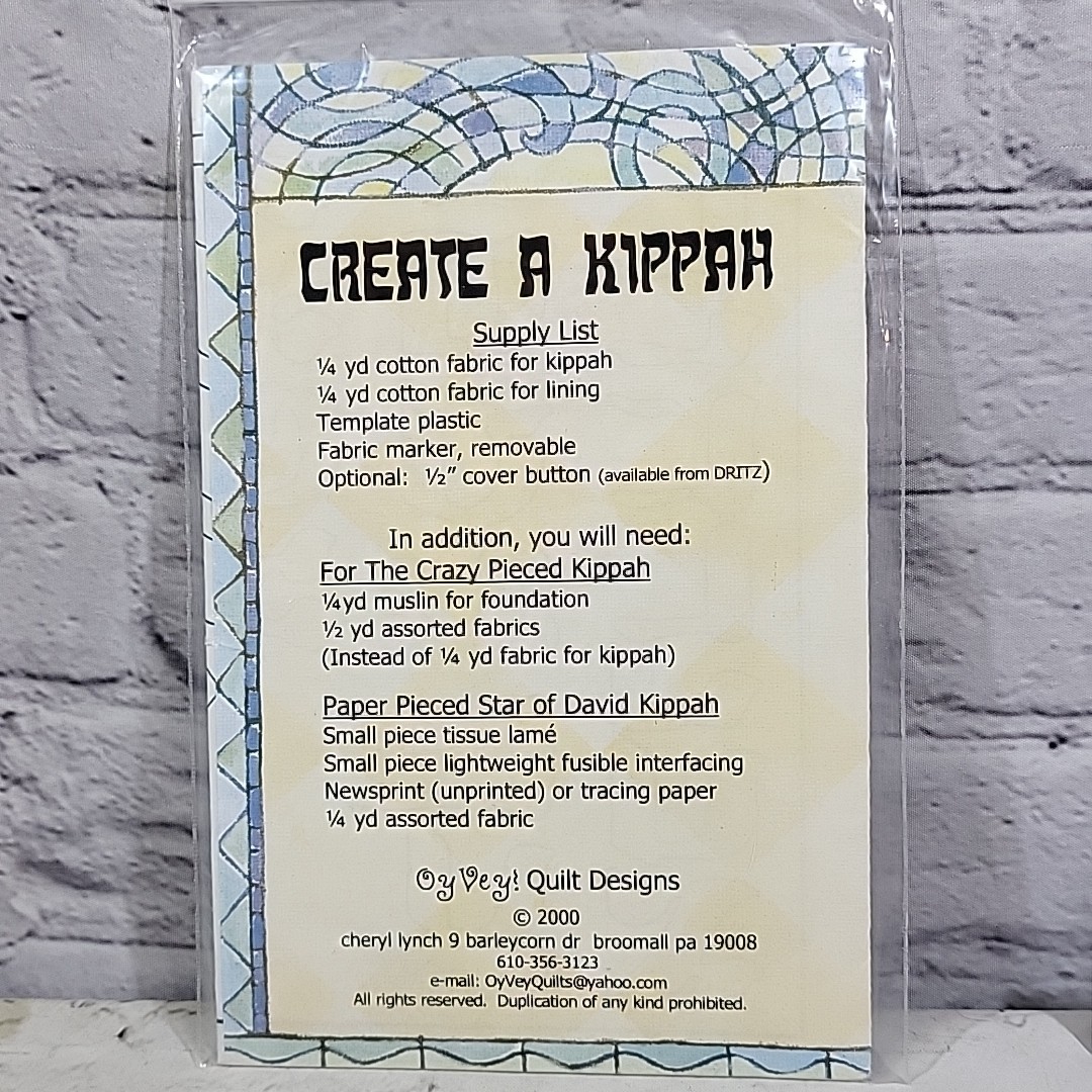 Oy Vey Quilt Designs Create a Kippah Pattern NEW