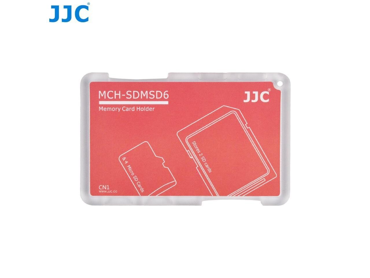 JJC Memory Card Case for 4x microSD + 2x SD Cards Red Edition Model MCH-SDMSD6CN