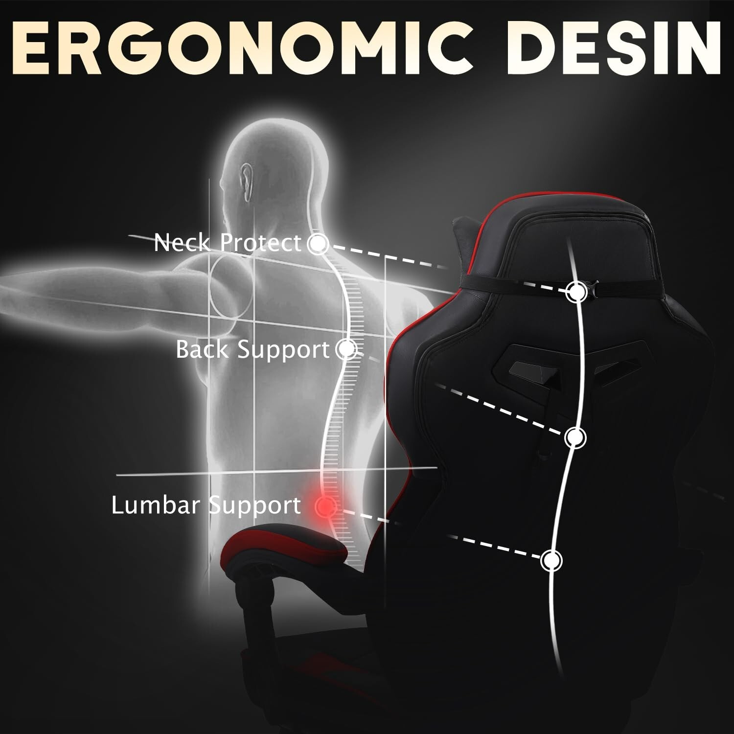 Adults Teen Gaming Chair Ergonomic PC Computer Office Chair Recliner Swivel Seat