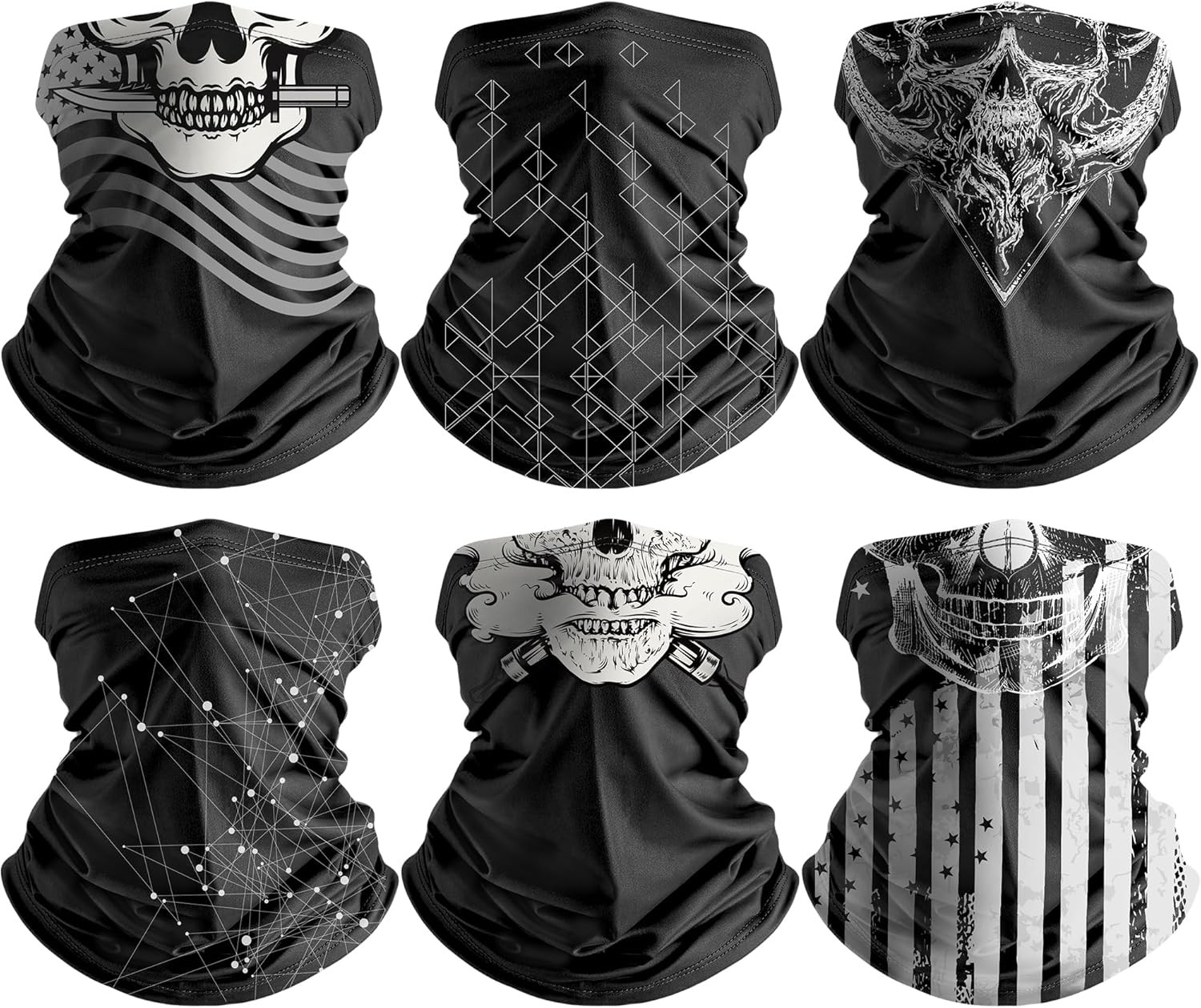 6 Pack Neck Gaiter Face Mask: Breathable Windproof Face Cover Balaclava High Ela