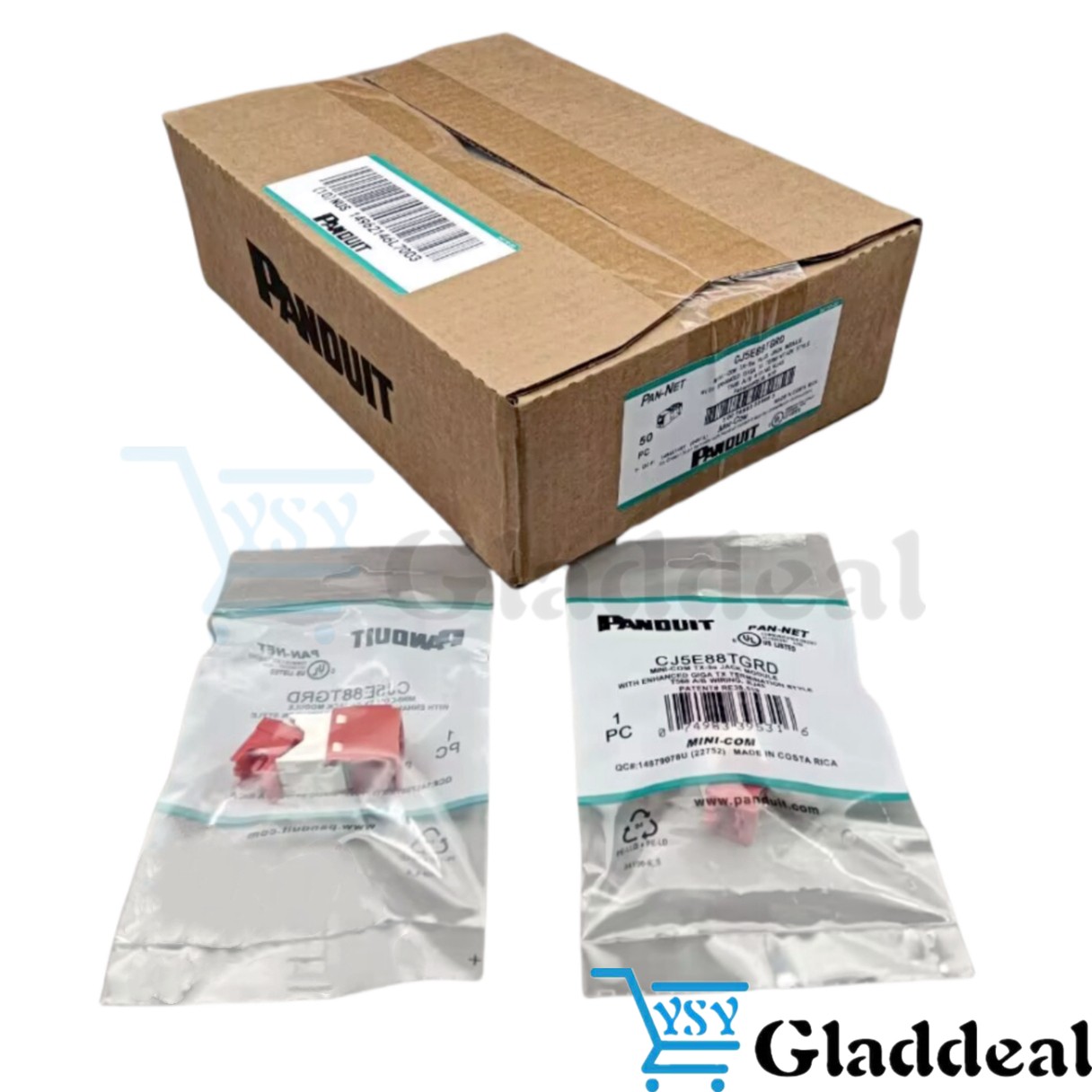 New Fits CJ5E88TGRD Panduit CAT5E Network Jack Module Gigabit Red (Box of 50) US