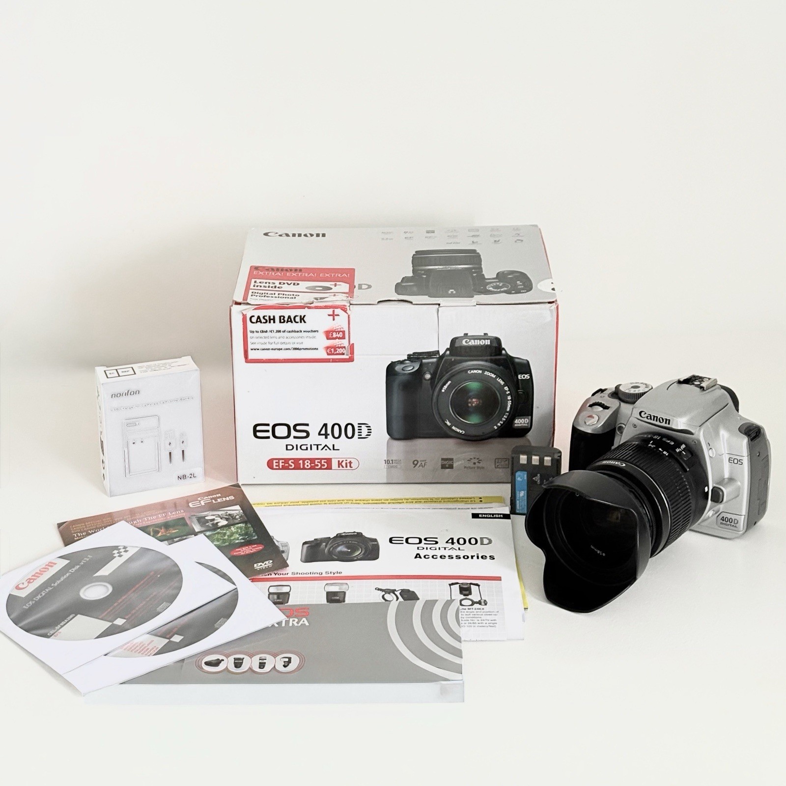Canon 400D Digital DSLR w/ 18-55mm III Starter Kit Camera Boxed with USB Charger