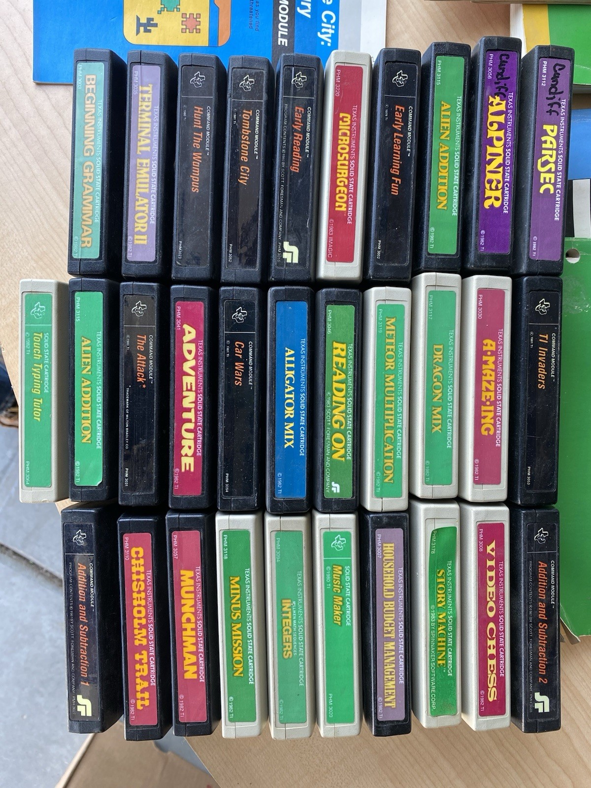 Massive Texas Instruments TI99 4A 99/4A Computer Cartridge Game Lot Untested