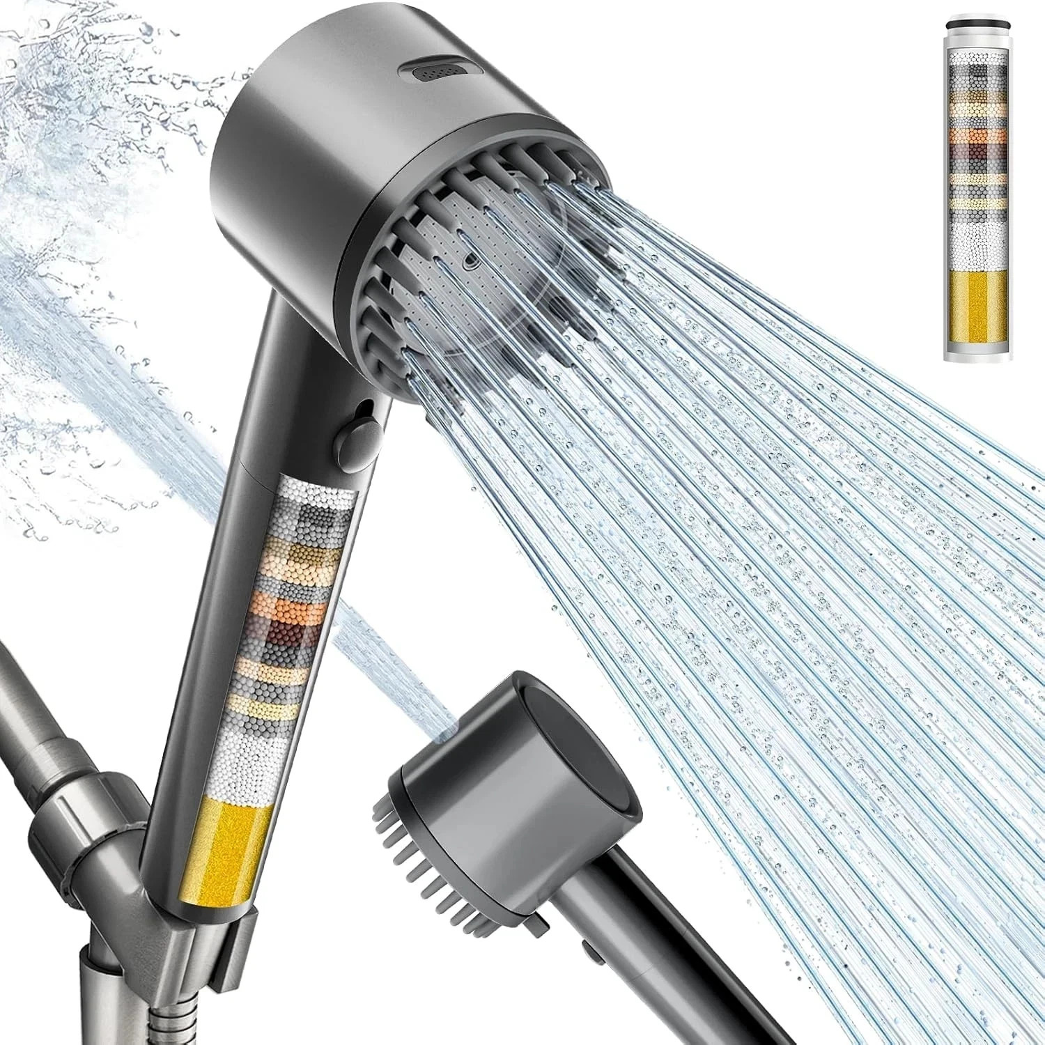 Ion Drops Filtered Shower Head with Handheld, High Pressure 4+1 Spray Mode Showe