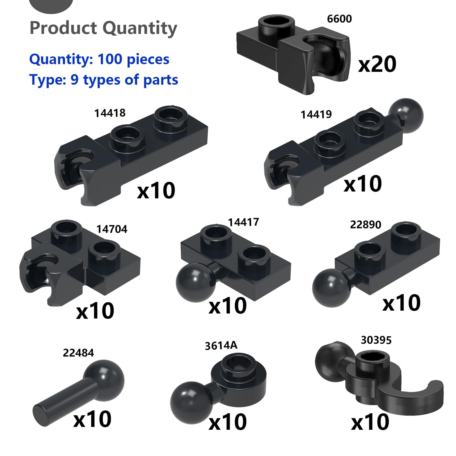Ball Joint Plate Bulk Class Building Blocks, 100 Pieces, 9 Types, Compatible ...