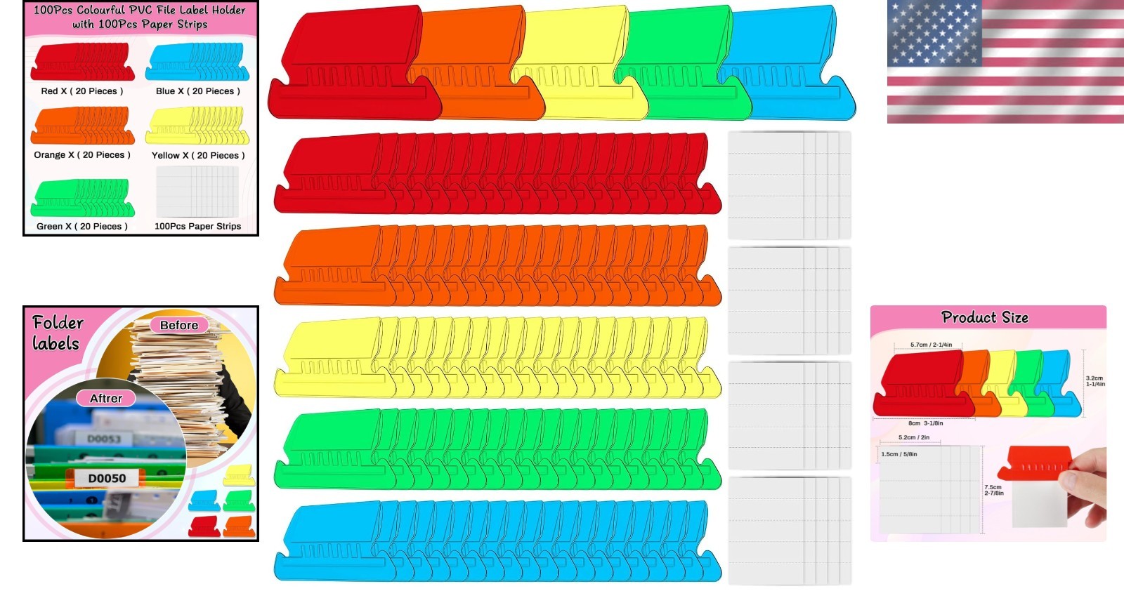 100-Pack Customizable 2-Inch Hanging File Folder Labels - Streamline Your Files
