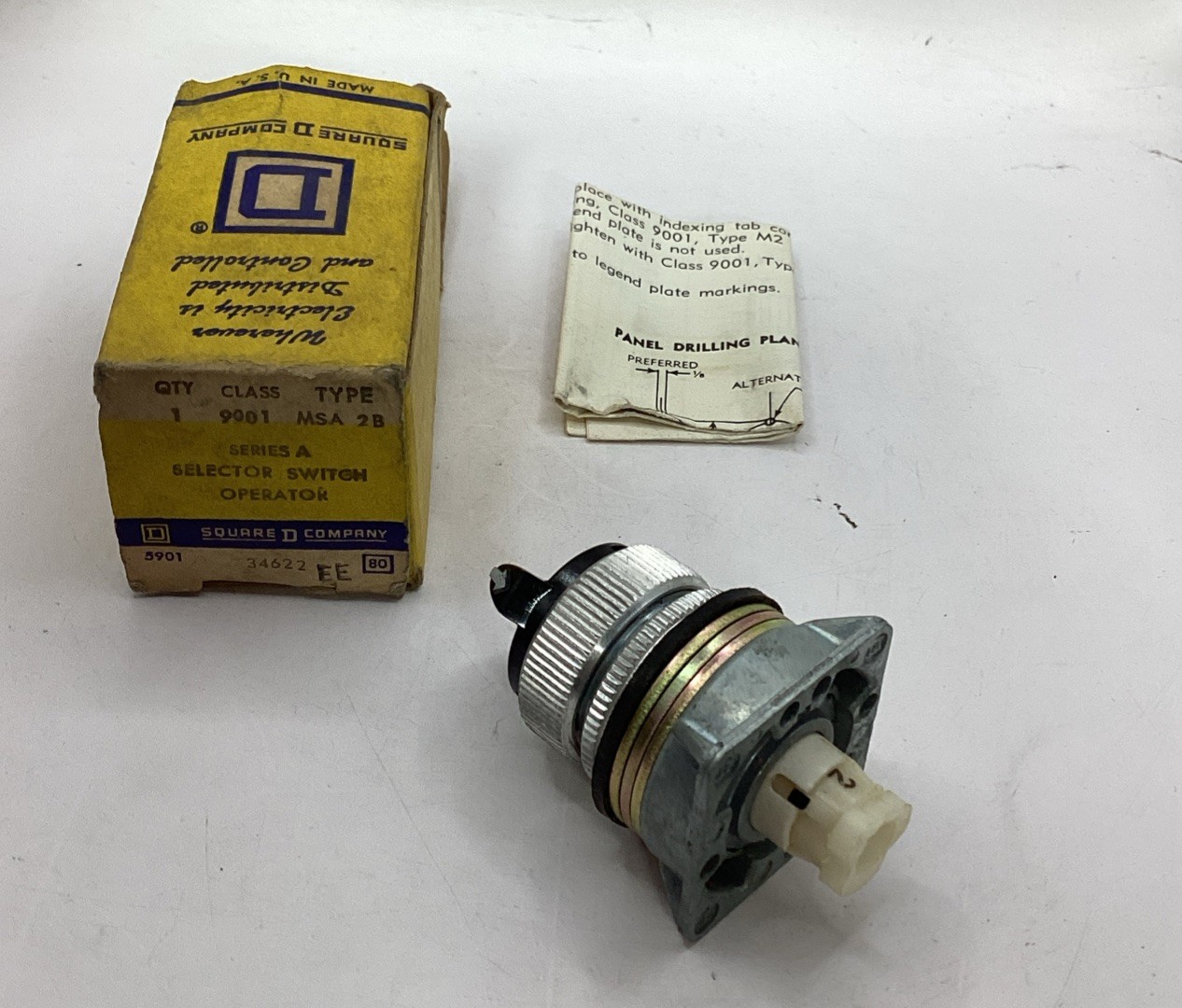 NOB SquareD Class 9001 Type MSA 2B Series A Selector Switch Operator 9001-MSA-2B