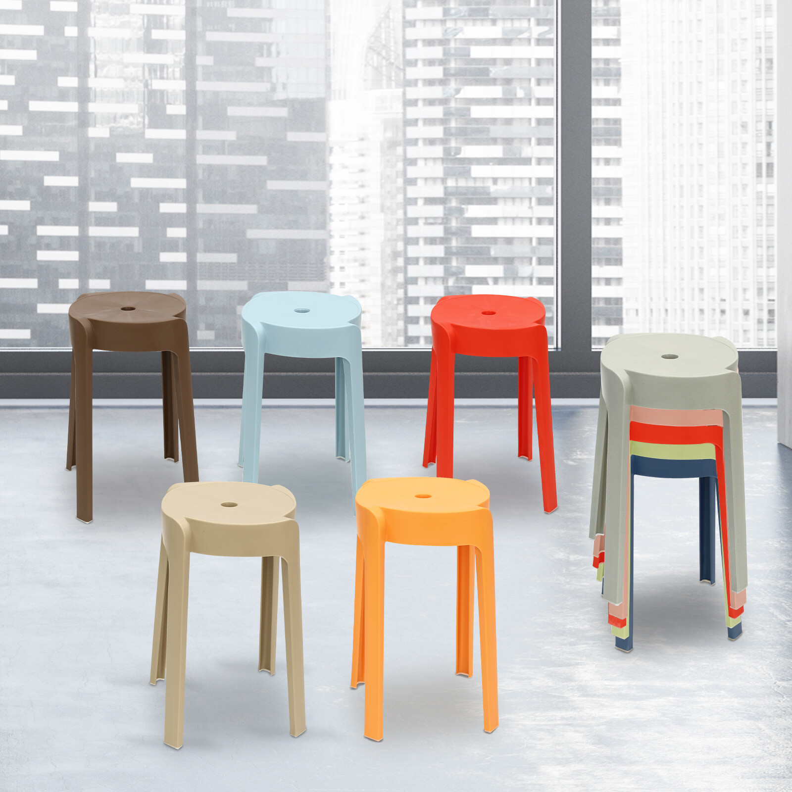 10Pack 18" Stackable PP Barstool Set Dining Table Chair Counter Height Stool