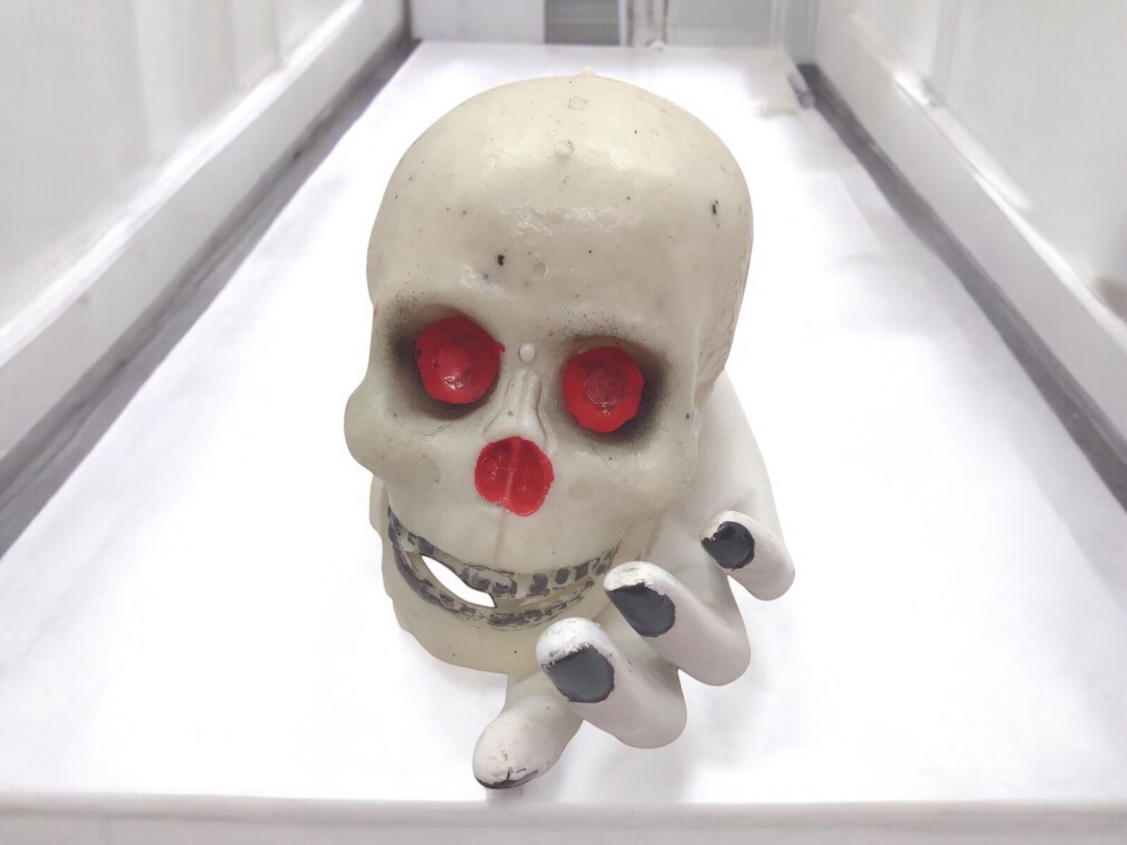 Small Vintage Rubber Skull Skeleton Head Halloween Prop Oddity Kooky