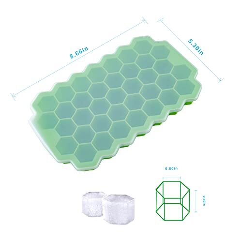2 Pcs Silicone Ice Cube Trays with Lid Honeycomb Shaped Ice Mold for Cocktails