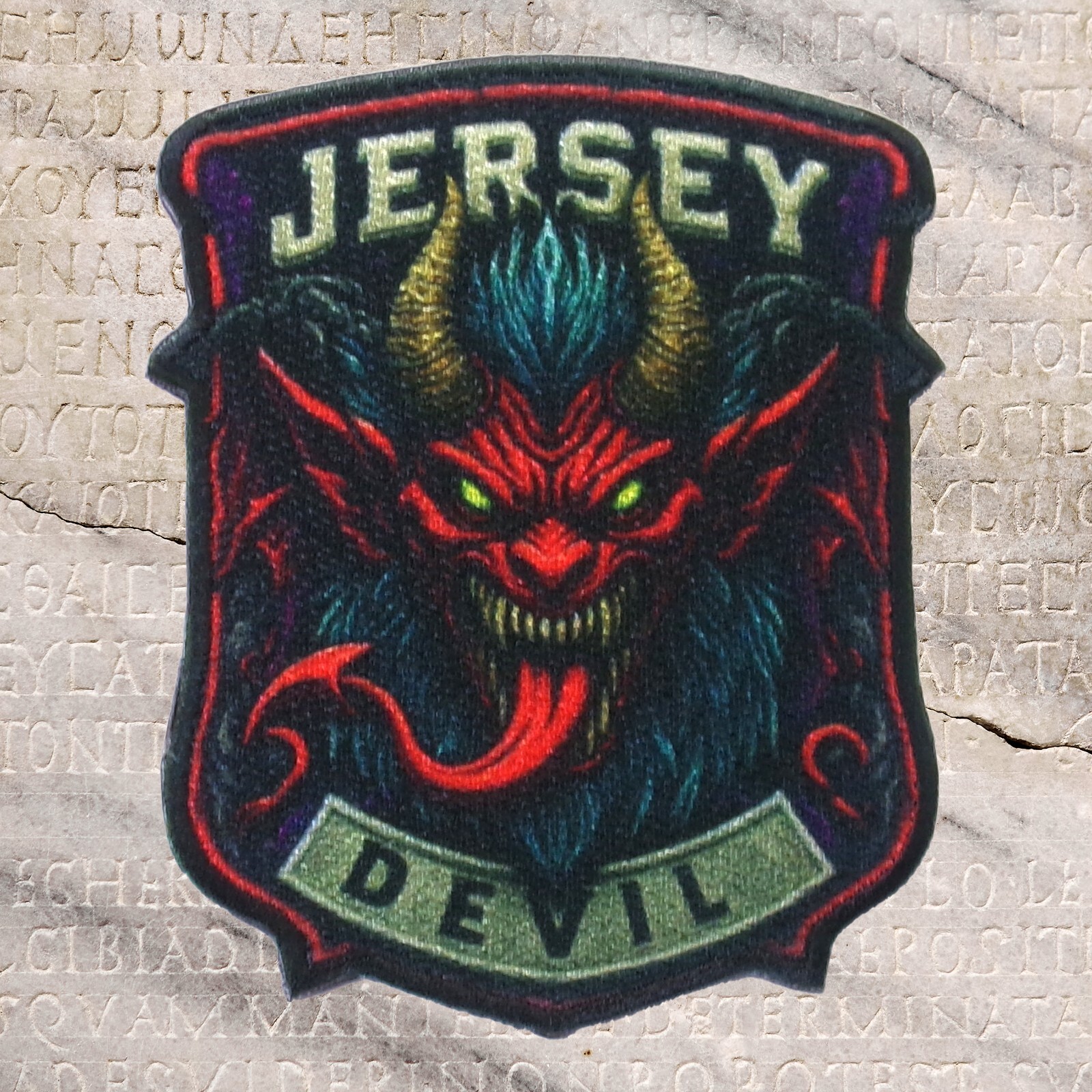 Jersey Devil Patch Iron-on Applique Cryptid Badge, Pine Barrens, Folklore, Myth