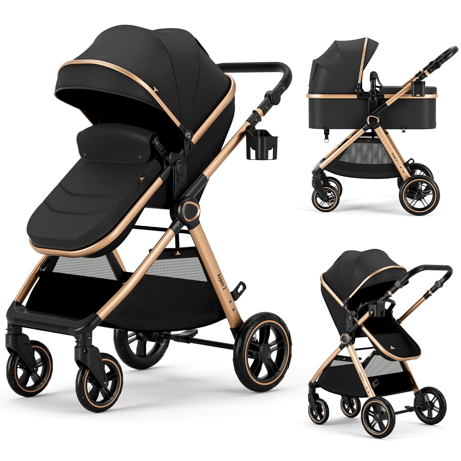 2-in-1 Convertible Baby Stroller & Bassinet for Infants 0-36 Months