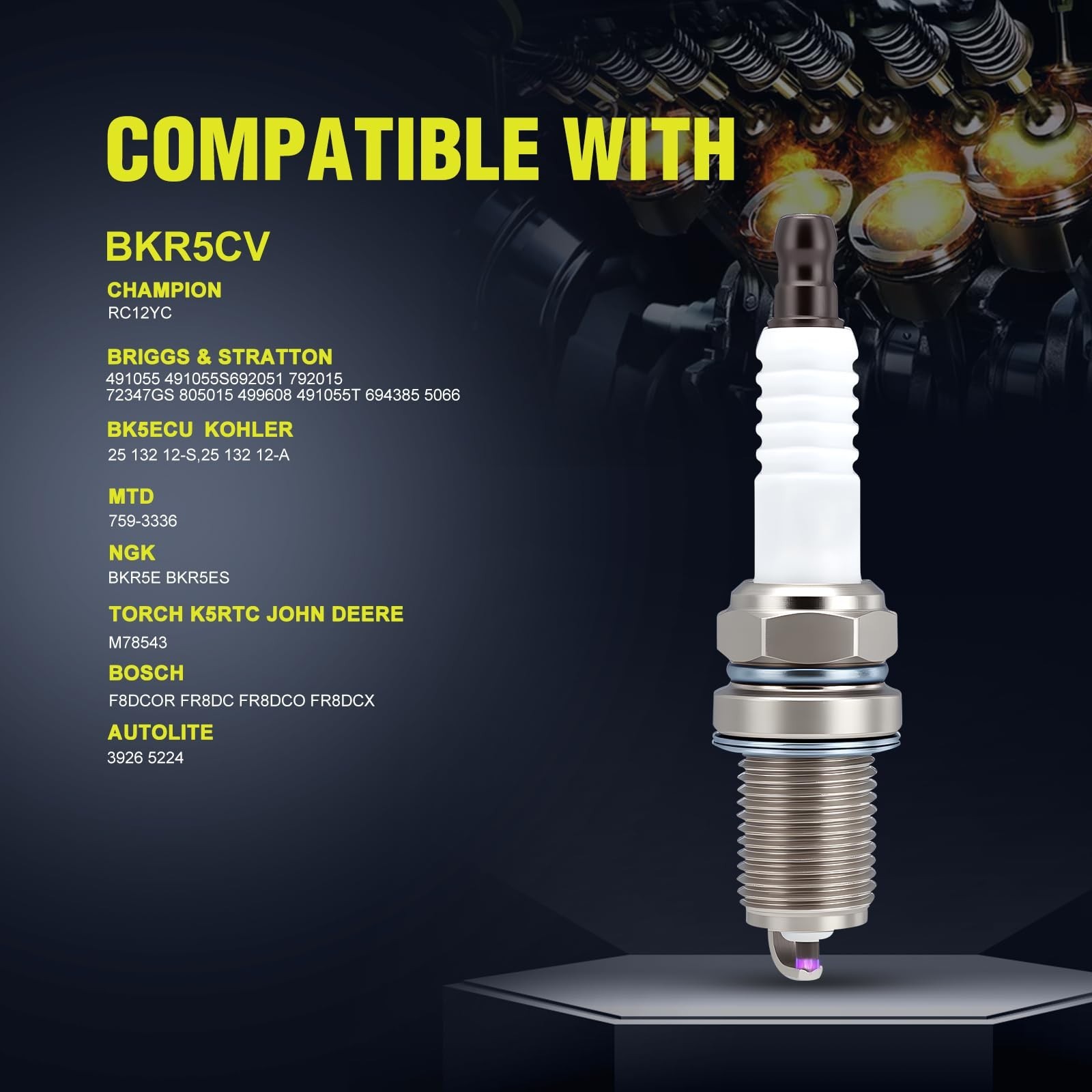High-Performance RC12YC Spark Plug - Compatible Replacement for Champion, Durabl