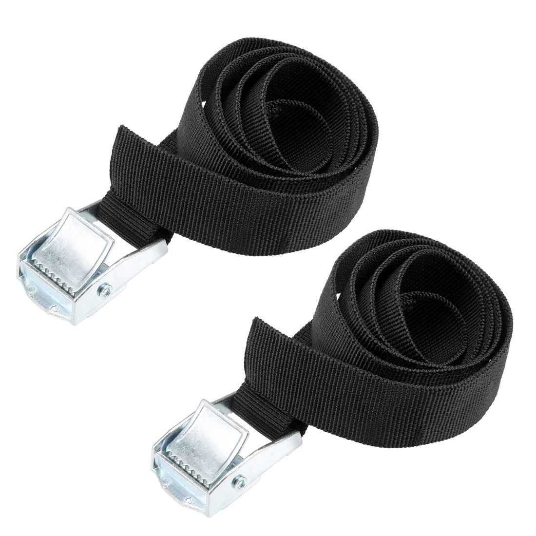 0.8Mx25mm Lashing Strap Cargo Tie Down Cam Lock Buckle Up to 80Kg, Black, 2Pcs