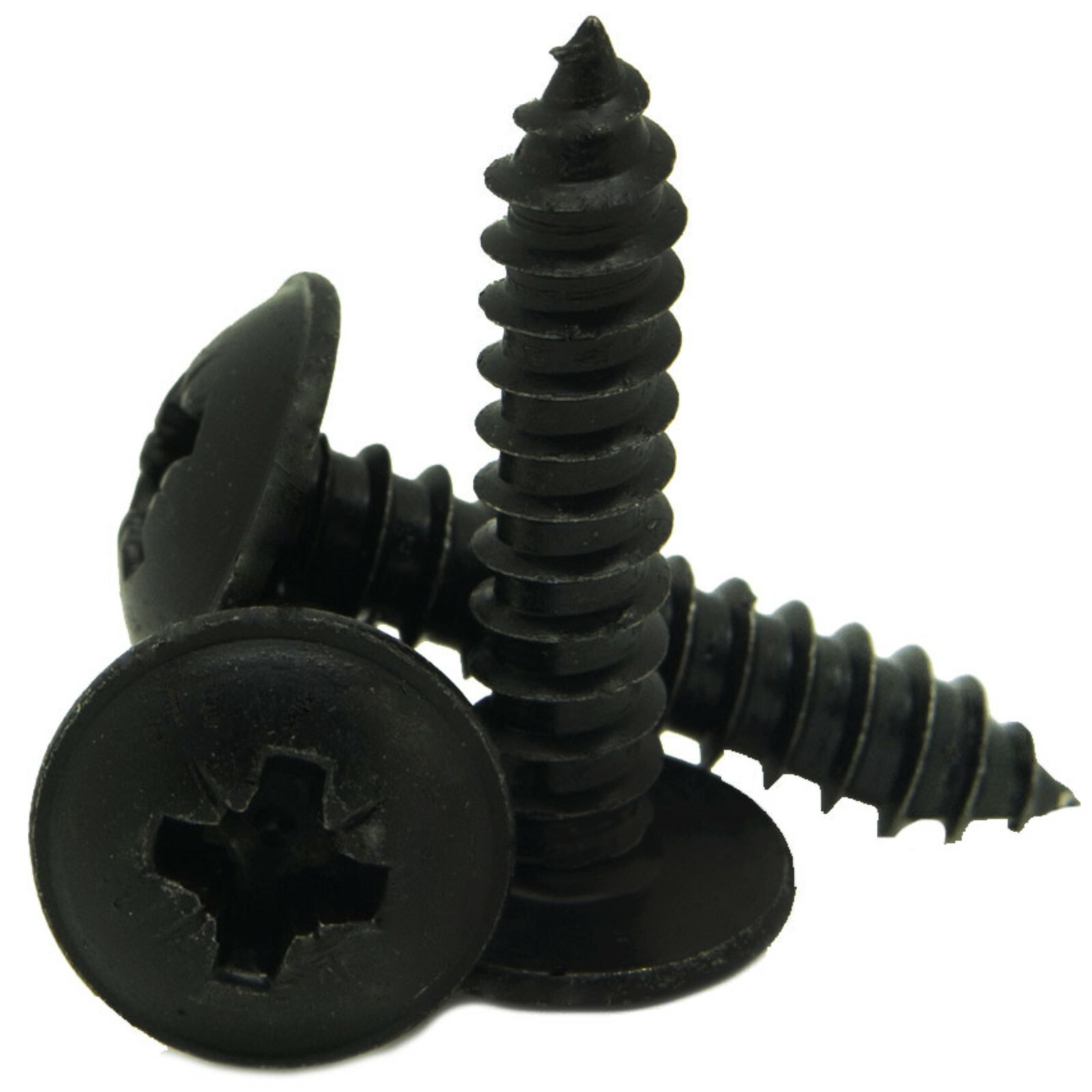 No 4 6 8 10 12 POZI FLANGED SELF TAPPING SCREWS FLANGE TAPPERS ZINC PLATED BLACK
