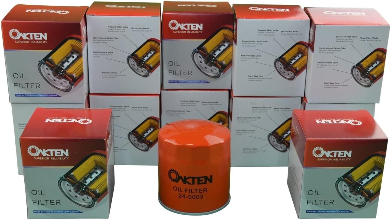 OakTen Replacement Oil Filter for 52 050 02-S 491056 AM101207 TCA100, Pack of 12