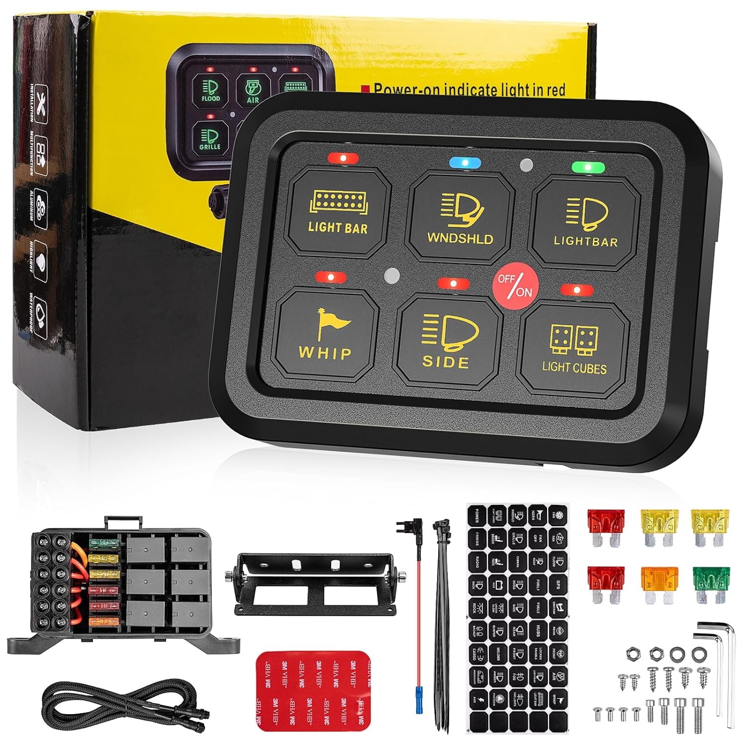 6 Gang Switch Panel with Electronic Relays, Universal Circuit Control Relay Syst