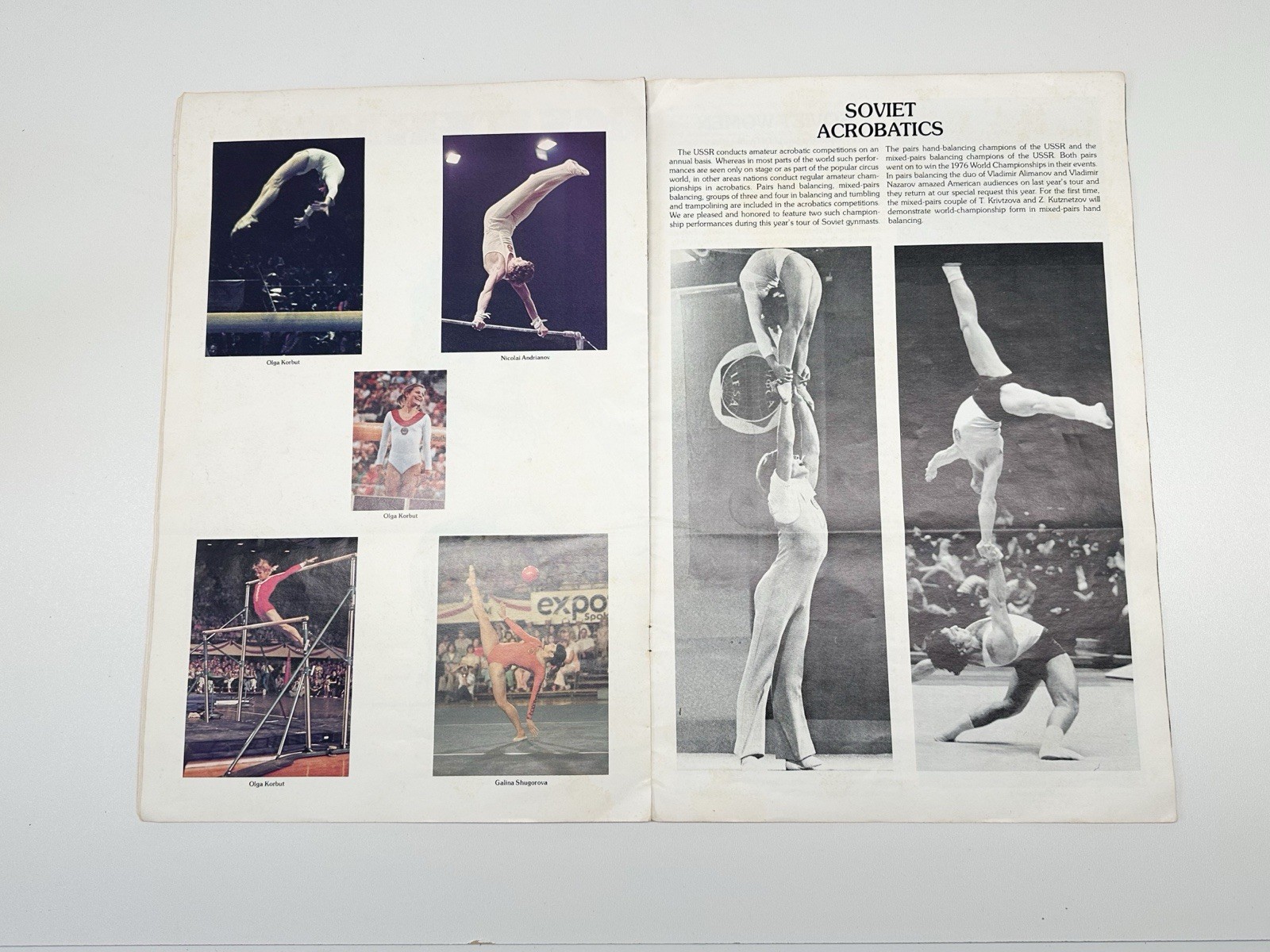 1976 USSR Gymnastics Program With Olga Korbut & Nelli Kim Great Photos Vintage