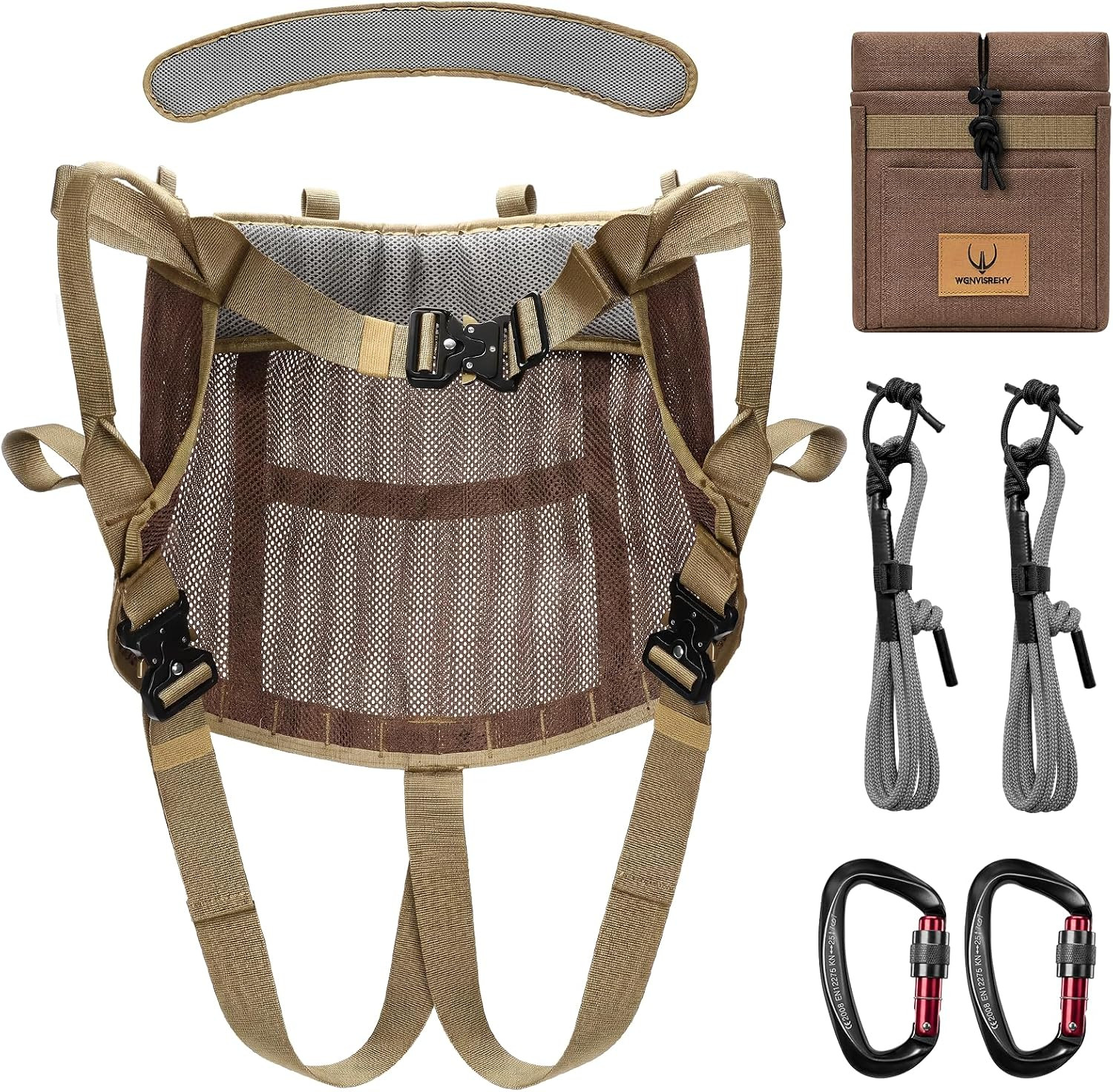 Tree Saddle Hunting Kit, Breathable Hunting Tree Saddle with Heavy-Duty Lumbar C