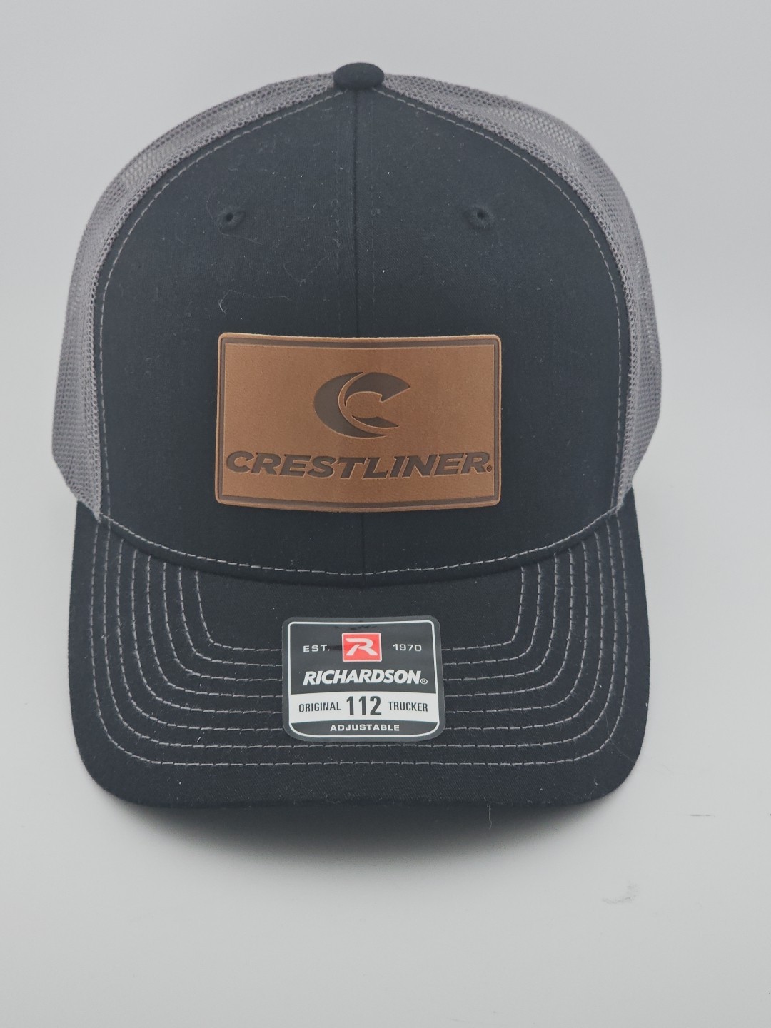 Custom Richardson 112 Trucker Hat "CRESTLINER" Blk/sil Adjustable USA NEW