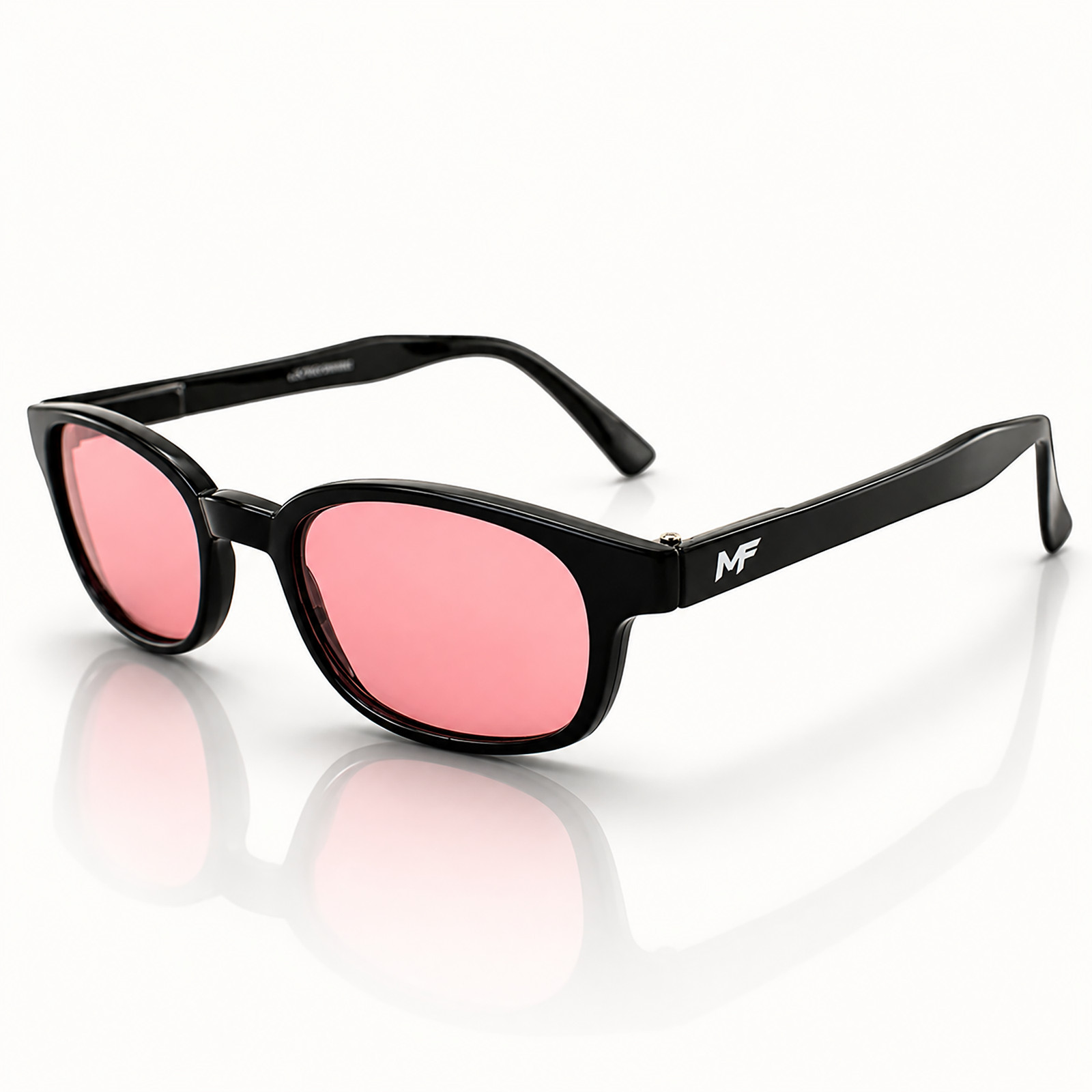 MotoFrames MF Lockdown Motorcycle Riding Sunglasses Black Frames Rose Lenses