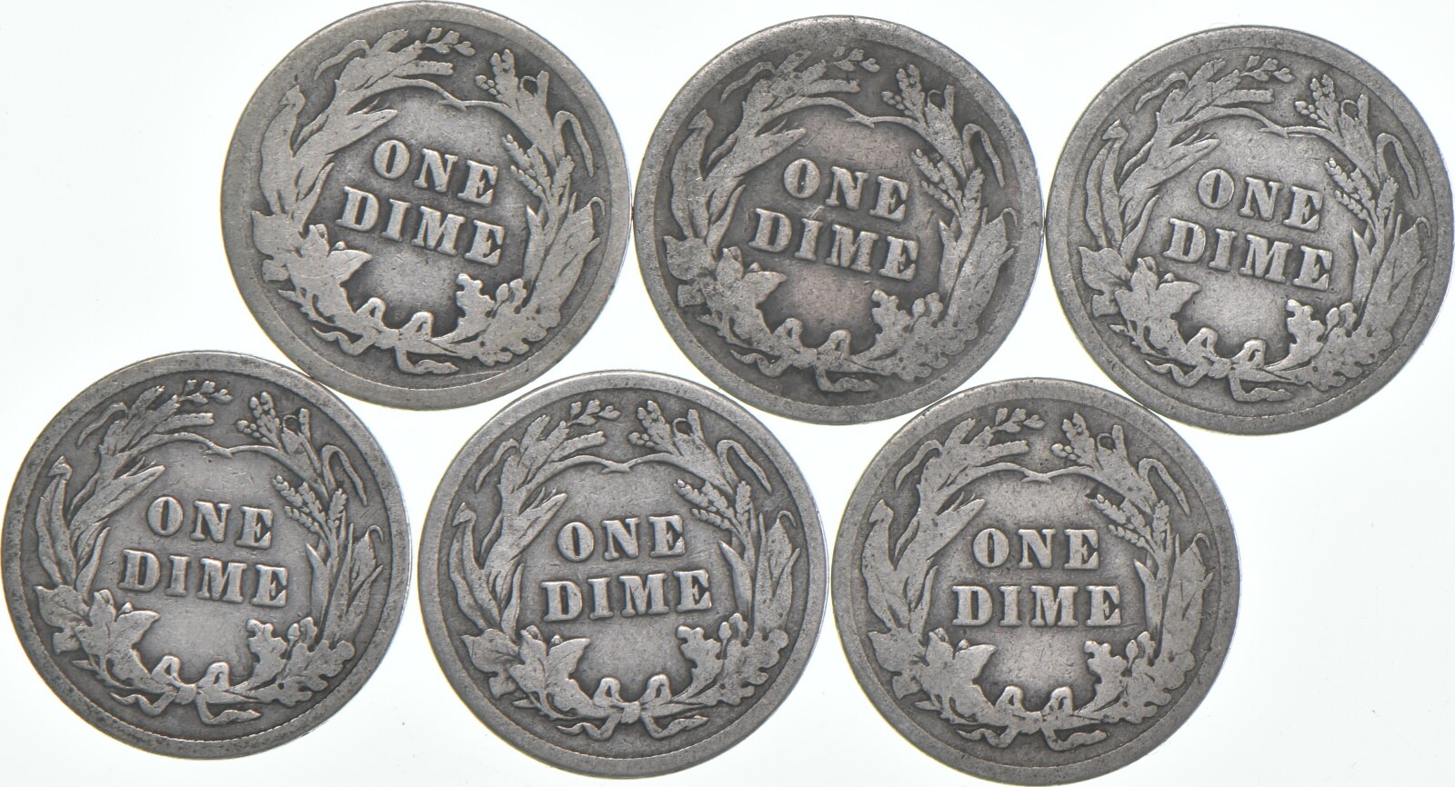 1913-P Barber Dime 90% Silver Average Circ