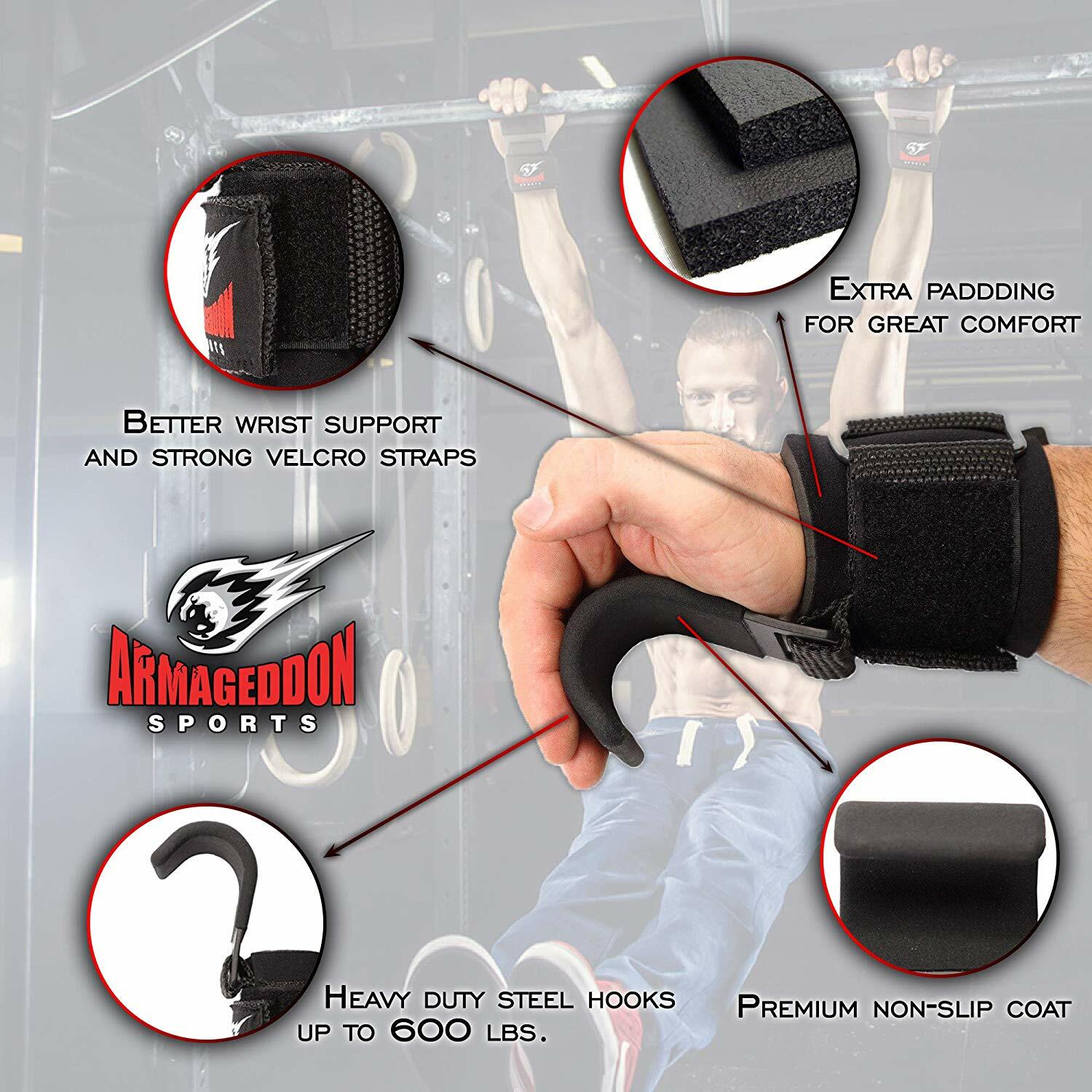 Power Weight Lifting Wrist Hooks Wrist Wraps for Full Back Workout - PAIR
