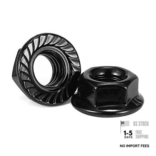 x 1.0mm Serrated Flange Hex Lock NutsPcs 304 Stainless Steel 18-8, M6 100 Black