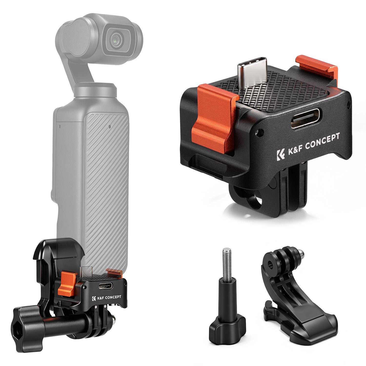 K&F Concept Charging Adapter Base for DJI Osmo Pocket 3, Foldable Two Claw Mount