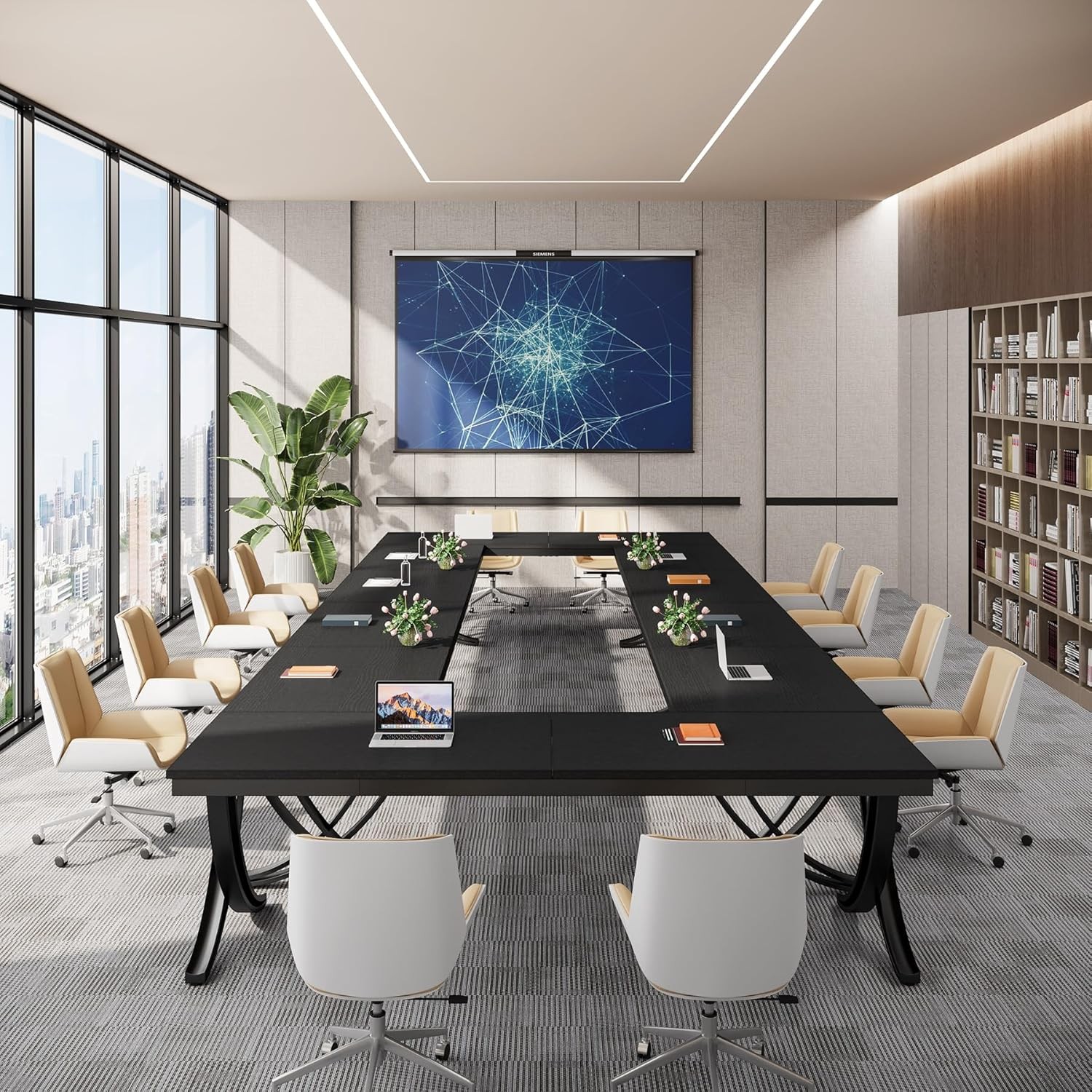 6.5FT Conference Table for 6-8 People, 78 inch Long Rectangular Seminar Table