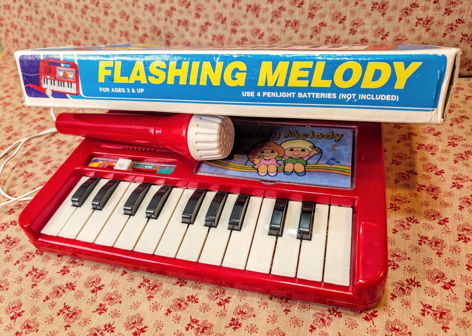 Vintage~Flashing Melody Electronic Organ Sing Along Microphone~Creatoy~Tested
