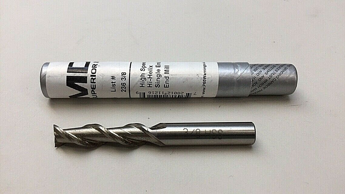 MDX 236 3/8 High Speed Steel Hi Helix Single End Long End Mill