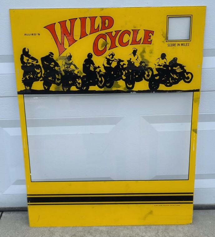 Vintage Wild Cycle Motorcycle Sign Arcade Video Game Backglass Allied Leisure