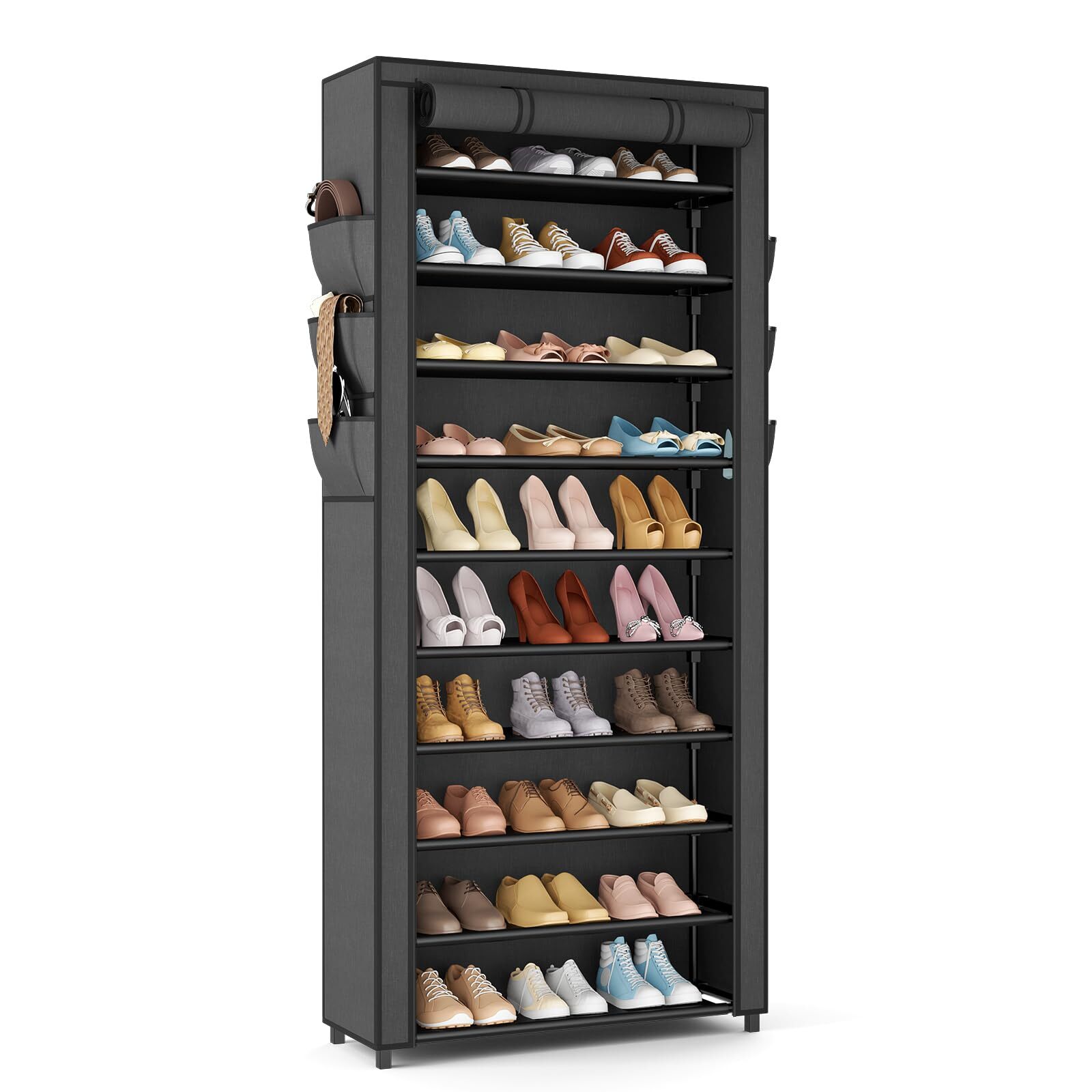 VTRIN Vertical Narrow Shoe Rack Organizer Tall Shoe Rack for Closet Entryway ...