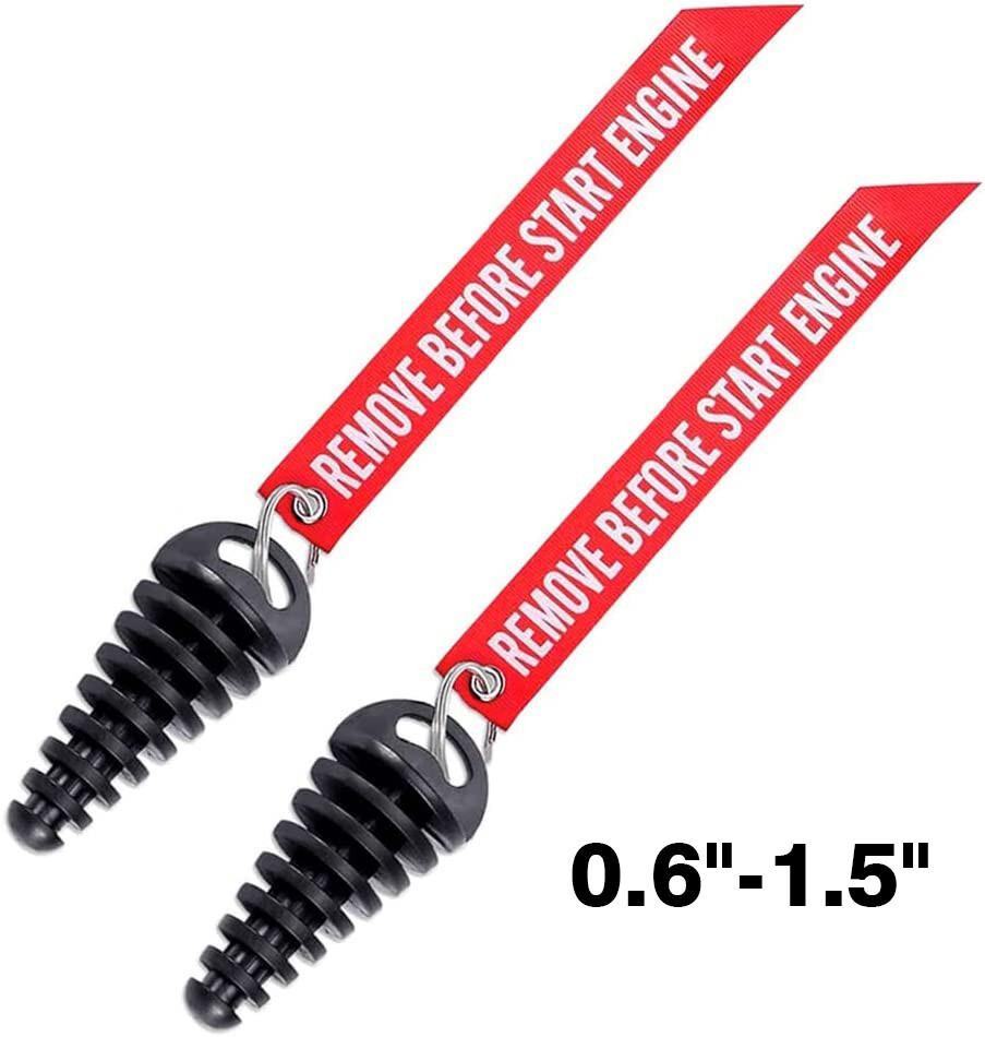 2 Pack Muffler Exhaust Wash Plug 0.6"-1.5" Motorcycle Dirt Bike Streamer Rubber